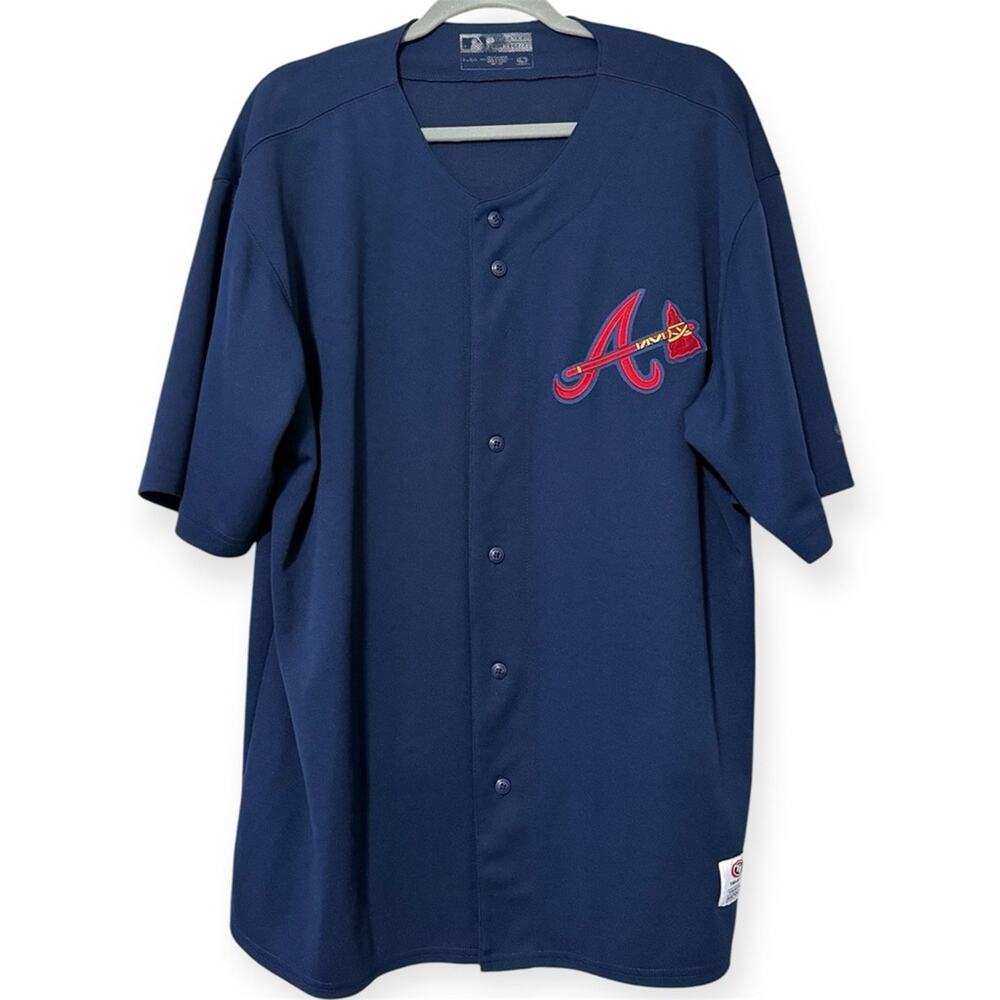 Atlanta Braves size XL men’s navy blue Atlanta Braves baseball button up Jersey